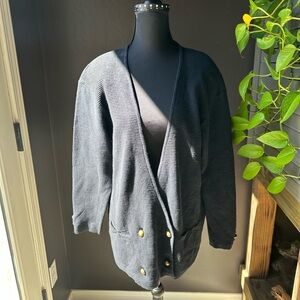 Vintage Navy Pringle of Scotland Cotton Cardigan with Gold Buttons